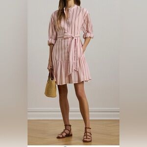 Women's Striped Voile Blouson-Sleeve Shirtdress size 8
